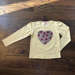 Double Sequin Heart Yellow Shirt